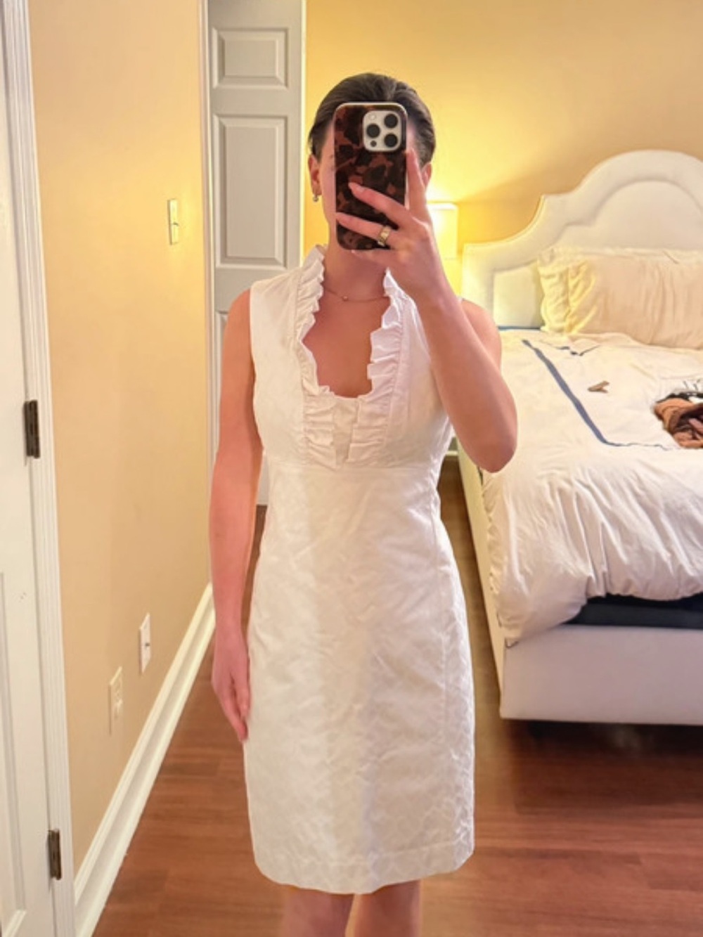 Lilly Pulitzer White Ruffle V-Neck Midi Dress